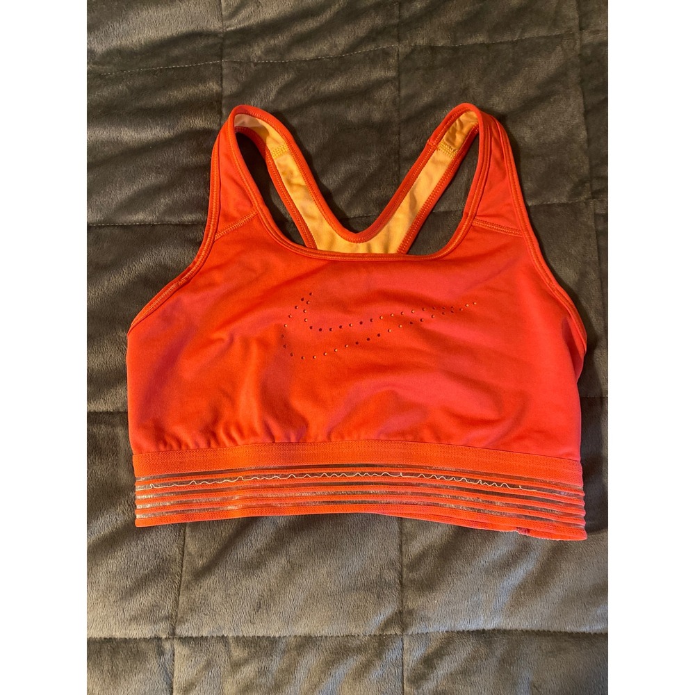 Nike Dri-FIT Orange Perforated Swoosh Racerback Sports Bra Womens Size M
0622